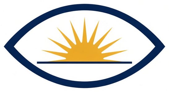 Lenvisto logo: a navy eye with a gold sunrise over the horizon inside it